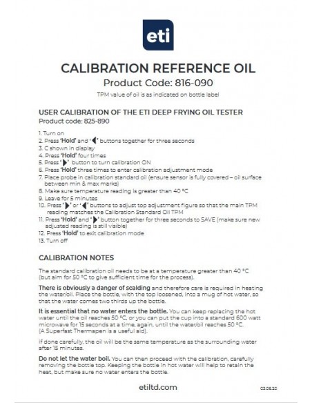 Olej referencyjny do testera jakości oleju ETI