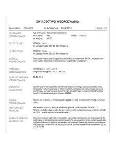 Wzorcowanie temperatury i wilgotności, 5 punktów standardowych, bez akredytacji PCA