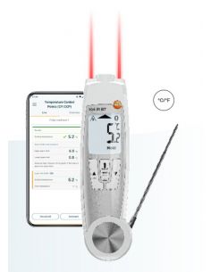 Termometr bezdotykowy Testo 104-IR z sondą penetracyjną, zgodny z HACCP z Bluetooth i testo Smart App 2