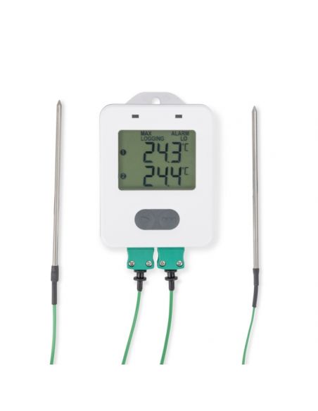 2-kanałowy rejestrator ThermaData  z dwiema termoparami typ K, wodoodporny IP66/67.