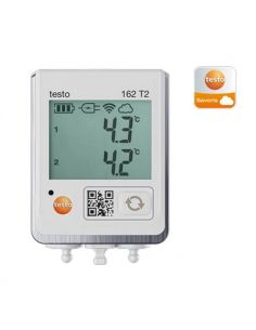 Rejestrator Testo 162 T2 ze złączami dla 2 sond temperatury NTC - front.