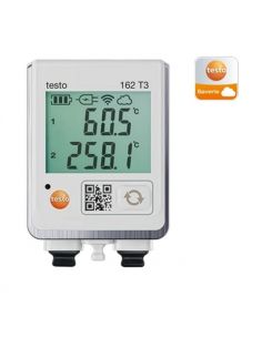 Rejestrator Testo 162 T3 z dwoma złączami do termopar typ K, T i J - front.