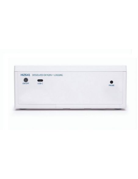 Laboratoryjny tlenomierz HI2641 - wejście do sondy i złącze USB-C.