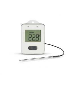 Rejestrator ThermaData z czujnikiem wewnętrznym i zewnętrzną sondą termistorową.